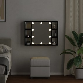 vidaXL Καθρέφτης Ντουλάπι LED - Μαύρη Δρυς - 76x15x55 εκ. - Κατασκευασμένο από Επεξεργασμένο Ξύλο