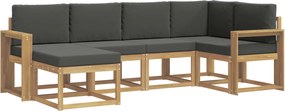 vidaXL Σειρά Καναπέ Εξωτερικού 6 pcs Άσπρο και Ανθρακί Πολυεστέρας