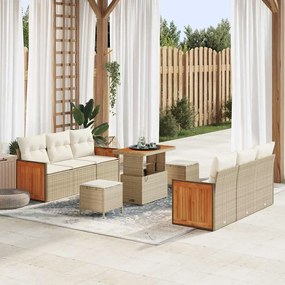 vidaXL Σετ Καναπέ Κήπου 9 pcs μπεζ και κρεμ 90 x 55 x 71 cm