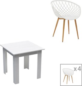 Τραπεζαρία Manka-Ezra pakoworld σετ 3τεμ σε λευκή απόχρωση 80x80x77εκ