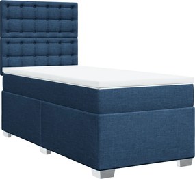 vidaXL Κρεβάτι Boxspring με Στρώμα Μπλε 90x200 εκ.Υφασμάτινο