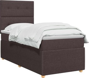 vidaXL Κρεβάτι box spring με στρώμα Σκούρο Καφέ 80 x 200 cm Ύφασμα