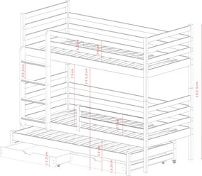 LUK 80x200 grey bunk bed Lano Furniture
