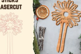 Intra απο ξύλο plywood  Χρώμα wenge 3mm-4mm πάχος - Στικς μαλλιών Floral κούρεμα με λέιζερ Δίασταση 30x20 cm INTRAFABR-43068587