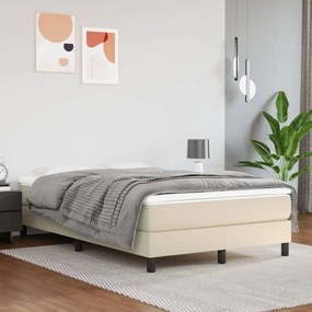 vidaXL Κρεβάτι Boxspring με Στρώμα Κρεμ 120x200εκ. από Συνθετικό Δέρμα