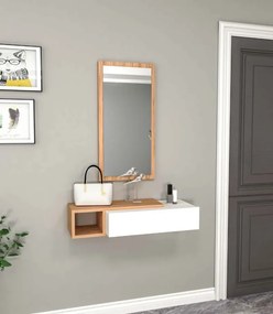 Stewehome Μοντέρνα Δίχρωμη MDF Κονσόλα Εισόδου με Καθρέπτη λευκή δρυς 82x29.6x15.8 cm