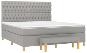 vidaXL Κρεβάτι Boxspring με Στρώμα Ανοιχτό Γκρι 180x200 εκ. Υφασμάτινο