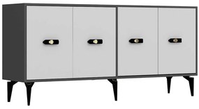 Μπουφές Fly 475OLV2363 180x35x82,6cm Anthracite-White Μοριοσανίδα, Μελαμίνη