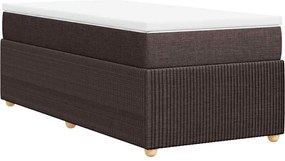 vidaXL Κρεβάτι Boxspring με Στρώμα Σκούρο Καφέ 90x200 εκ. Υφασμάτινο