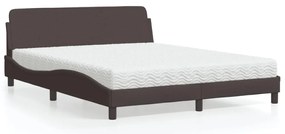 vidaXL Κρεβάτι Σκούρο Καφέ 160x200 εκ Υφασμάτινο