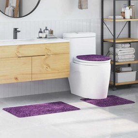vidaXL Σετ 3 Τεμαχίων Πατάκια Μπάνιου Μοβ Πολυπροπυλένιο Αντιολισθητικά