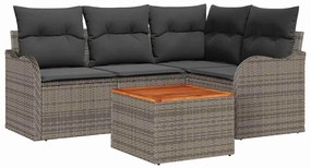 vidaXL Σετ Καναπέ Κήπου με αποθήκευση 5 pcs Γκρι συνθετικό ρατάν