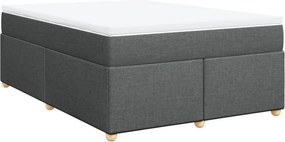 vidaXL Κρεβάτι Boxspring με Στρώμα Σκούρο Γκρι 140x200 εκ Υφασμάτινο