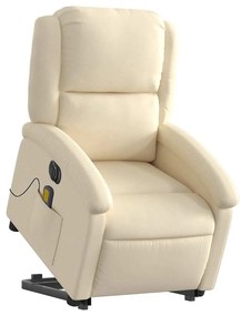 vidaXL Πολυθρόνα Μασάζ Ηλεκ. Ανακλινόμενη με Ανύψωση Κρεμ Υφασμάτινη