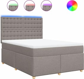vidaXL Κρεβάτι Boxspring με Στρώμα Taupe 140x190 εκ. Υφασμάτινο
