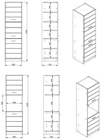 Στήλη Κουζίνας Diva BD 60 Λευκό - Λευκή Λάκα 60x57,5x214,5 εκ. 60x57.5x214.5 εκ.