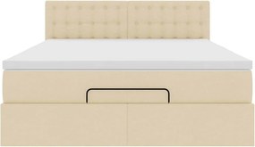 vidaXL Οθωμανικό κρεβάτι με στρώμα Cream 140x200cm ύφασμα
