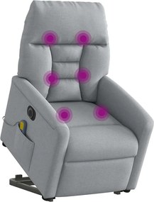 vidaXL Πολυθρόνα Μασάζ Ηλεκ. Ανακλινόμενη Ανύψωση Αν. Γκρι Υφασμάτινη