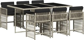 vidaXL Σετ Τραπεζαρίας Κήπου 7 τεμ. Αν. Γκρι Συνθ. Ρατάν με Μαξιλάρια