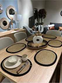 Stewehome Σετ 7 τεμαχίων οβάλ σουπλά και καλάθι από γιούτα 30x40 cm