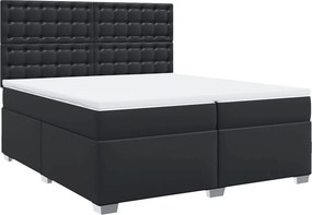 vidaXL Κρεβάτι Boxspring με Στρώμα Μαύρο 200x200 εκ. Συνθετικό Δέρμα