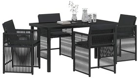 vidaXL Σέτ φαγητού για κήπο 5 pcs Μαύρο συνθετικό ρατάν