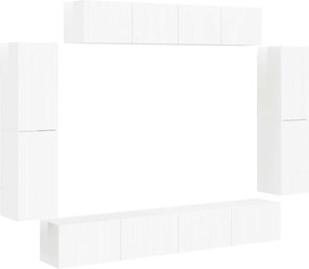 vidaXL Ντουλάπι TV 8 pcs Υψηλής γυαλάδας λευκό