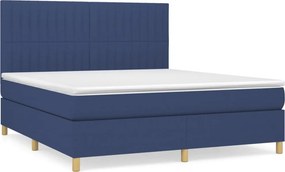 vidaXL Κρεβάτι Boxspring με Στρώμα Μπλε 160x200 εκ. Υφασμάτινο