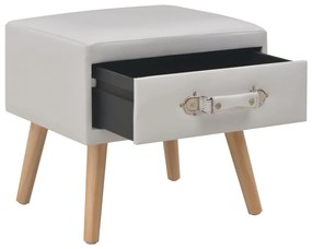 vidaXL Κομοδίνο Λευκό 40 x 35 x 40 εκ. από Συνθετικό Δέρμα
