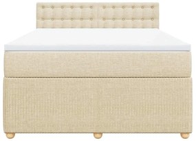 vidaXL Κρεβάτι Boxspring με Στρώμα Κρεμ 160x200 εκ. Υφασμάτινο