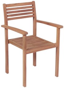 Καρέκλες Κήπου 4 τεμ. Μασίφ Ξύλο Teak με Κόκκινα Καρό Μαξιλάρια - Καφέ
