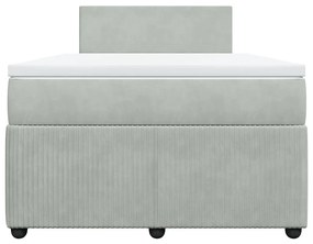 vidaXL Κρεβάτι Boxspring με Στρώμα Ανοιχτό Γκρι 120x200 εκ. Βελούδινο