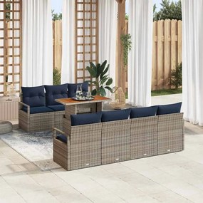 vidaXL Σετ Καναπέ Κήπου 8 τεμ. 7-Αριθμός καθισμάτων Γκρι και Μπλε
