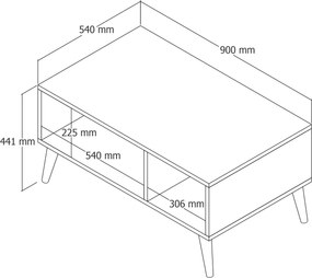 Τραπεζάκι Σαλονιού Δρυς / Λευκό DRADA 90x41.6x54