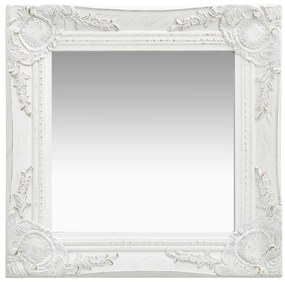 Καθρέφτης Τοίχου με Μπαρόκ Στιλ Λευκός 40 x 40 εκ.