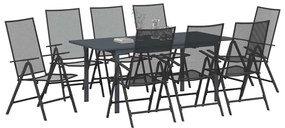 vidaXL Σέτ φαγητού για κήπο 9 pcs Ανθρακί Ατσάλι