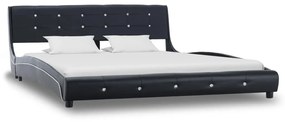 Κρεβάτι Μαύρο 160 x 200 εκ. από Συνθετικό Δέρμα με Στρώμα - Μαύρο