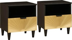 vidaXL Κομοδίνο 2 pcs Μαύρο και Χρυσό 40 x 33 x 46 εκ.