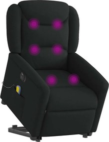 vidaXL Πολυθρόνα Μασάζ Ηλεκ. Ανακλινόμενη με Ανύψωση Μαύρη Υφασμάτινη