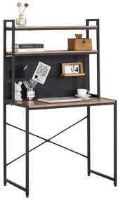 Γραφείο ArteLibre OSWELL Με Ράφια Μαύρο/Δρυς Μέταλλο/Μοριοσανίδα 84x50x148.5cm