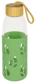 Μπουκάλι PKV-023 550ml Clear-Green Pebbly Γυαλί,Bamboo