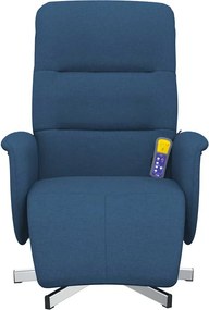 vidaXL Πολυθρόνα Μασάζ Ανακλινόμενη με Υποπόδιο Μπλε Υφασμάτινη