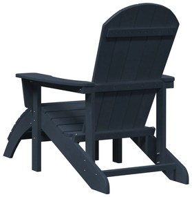 vidaXL Καρέκλα Adirondack  με υποπόδιο ναυτικό μπλε HDPE