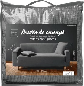 ΚΑΛΎΜΜΑΤΑ ΚΑΝΑΠΈ SOFA COVER 180 - 230 CM WAFFLED SACHA ANTHRACITE D