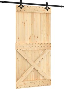 vidaXL Συρόμενη Πόρτα Φυσικό και Μαύρο 100 x 210 cm