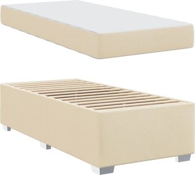 vidaXL Σκελετός Κρεβατιού με στρώμα Κρεμ 90 x 190 cm ύφασμα