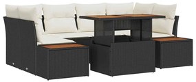 vidaXL Σέτ φαγητού για κήπο 7 pcs Μαύρο, Μπεζ 100 x 55 x 73 εκ
