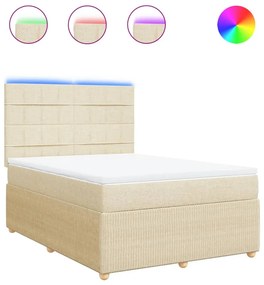 vidaXL Κρεβάτι Boxspring με Στρώμα Κρεμ 160x200 εκ. Υφασμάτινο