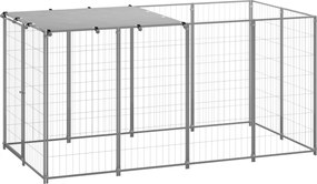 vidaXL Σπιτάκι Σκύλου Ασημί 2,42 m² Ατσάλινο