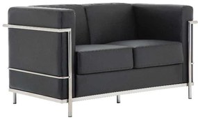 Καναπές Genova 2 Θεσ.130Χ73Χ71 Inox/PU Μαύρο